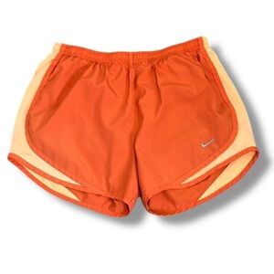 Nike Women's Dri Fit Running Shorts Orange Size S Embroidered Swoosh 3" Inseam